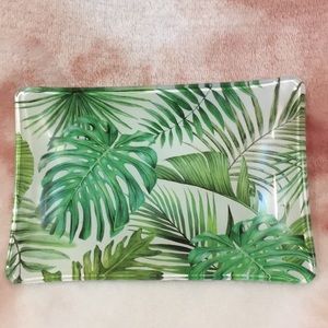 Palm Breeze Designer Glass Trinket Soap Dish NWT